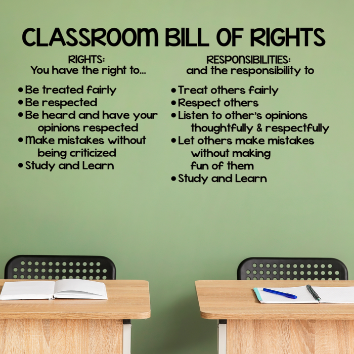 Classroom Bill of Rights, Classroom Rules decal