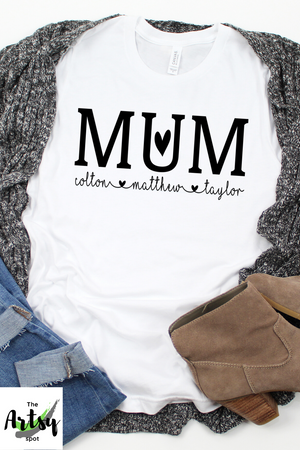 Personalized Mum shirt with kid's names, Custom Mum shirt, Gift for Mum, shirt for new Mum, Mother's Day shirt