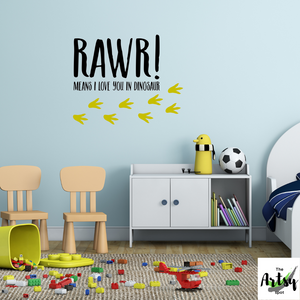 RAWR! means I love you in dinosaur decal, dinosaur nursery, dinosaur bedroom decal