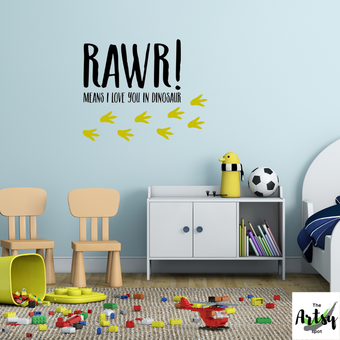 RAWR! Means I Love You in Dinosaur Wall Decal