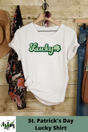 Lucky shirt, Lucky with Shamrock t-shirt, St. Patrick's Day shirt, Saint Patty's Day shirt with Retro font, Irish t-shirt