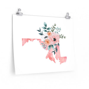Home state of Maryland poster, Maryland watercolor poster, Maryland wall art print