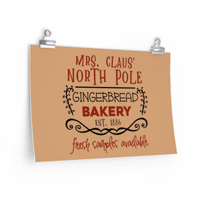 Mrs. Claus North Pole Bakery wall art, Christmas Kitchen print, Christmas wall decor for the kitchen, gift for someone who loves to cook
