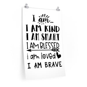 Positive affirmations poster, child's bedroom poster, Christian school wall decor, classroom wall