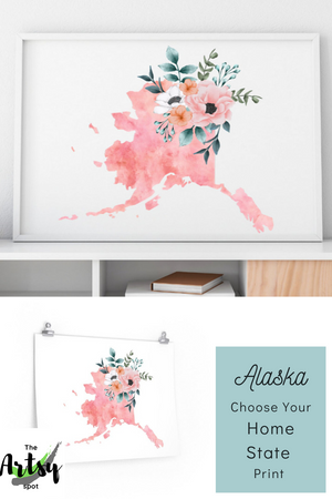 Alaska Home State Print - Watercolor Alaska poster - Alaska state poster