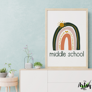 Neutral rainbow Poster, Middle School wall art print, Middle School rainbow print, Back to School Poster, Middle School wall decor