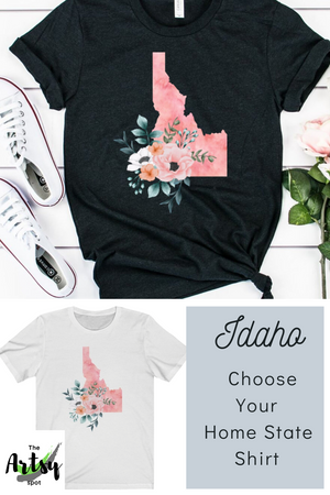 Black heather Idaho home state shirt, Watercolor Idaho shirt, feminine Idaho T-shirt