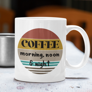Coffee morning, noon, & night, cute fall coffee mug