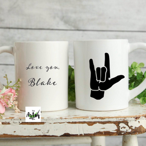 I love you sign language coffee mug, Personalized Sign Language gift
