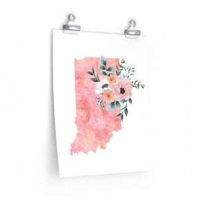 Indiana poster, Indiana watercolor poster, Indiana wall art print, Indiana state poster