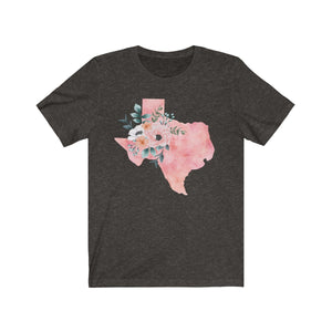 Black heatherWatercolor Texas shirt, feminine Texas T-shirt, Texas home state shirt