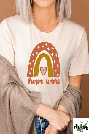 Hope Wins shirt, Hope rainbow shirt, neutral rainbow shirt, unisex shirt with rainbow, Hope shirt with rainbow