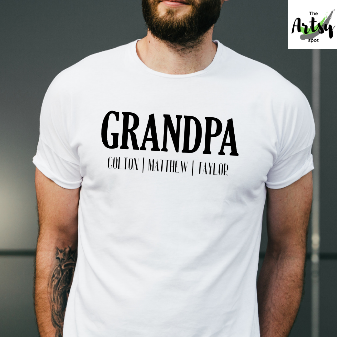 Grandpa shirt with grandkid s names Father s Day gift