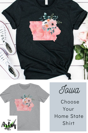 Iowa home state shirt, Watercolor Iowa shirt, Iowa state shirt, black heather