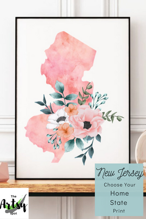New Jersey poster, New Jersey watercolor print, New Jersey state decor, New Jersey poster