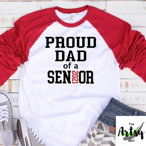 Proud Dad of a 2020 senior, 3/4 sleeve raglan shirt, Senior dad shirt, Dad of a Senior shirt