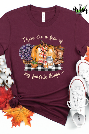 These are a few of my favorite things shirt, I love fall shirt, adorable fall shirt, cute fall t-shirt, cute shirt for fall, shirt with buffalo plaid