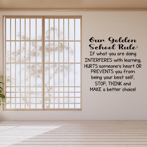 Our Golden SCHOOL Rule Decal, Back to School Wall decor, School rules decal, School entryway decor