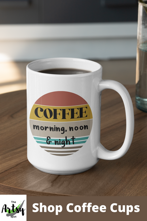 Coffee morning, noon, & night, coffee mug with ombre sunset colors