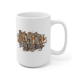 Fall vibes mug for fall, 11 oz fall coffee mug with leopard print and plaid