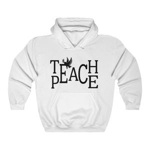 WHITE Teach Peace Unisex Hooded Sweatshirt, Teach peace Hoodie, Teacher hoodie, Peace hoodie