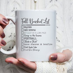 Fall Bucket List Coffee mug, Favorite things about Fall coffee cup, Cute fall quote on coffee mug