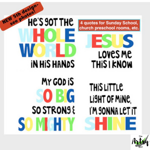 bible songs wall decals, kids church songs decals, Sunday school room decal, Children's ministry decor