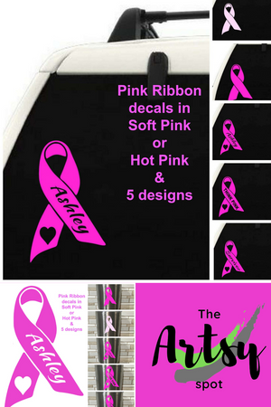 Pink ribbon decal, Pink ribbon car window decal, Survivor decal, Breast cancer awareness decal