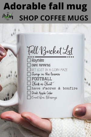 Fall Bucket List Coffee mug, Favorite things about Fall coffee cup, Cute Halloween coffee mug