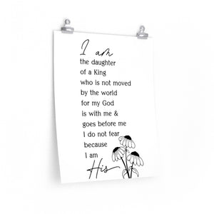 I am the daughter of a king wall print, Christian woman's office print, woman of faith wall print, bible study wall decor