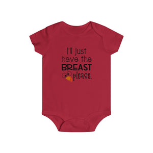 I'll just have the breast please, infant bodysuit, Baby Thanksgiving onesie, Thanksgiving bodysuit, Thanksgiving baby gift, baby shirt for Thanksgiving