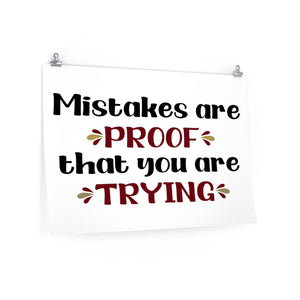 Mistakes are proof that you are trying poster, Classroom poster, school poster, school office decor, Mistakes quote