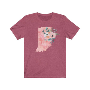 Indiana home state shirt, Watercolor Indiana shirt, Indiana state shirt, heather raspberry
