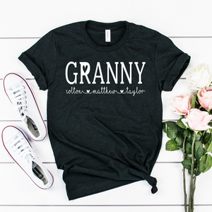 Personalized Granny shirt with grandkid's names, Granny birthday gift, Granny reveal gift, New Granny gift