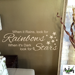 When it rains look for rainbows decal, Positive sayings, rainbow room, girl's room with a rainbow theme