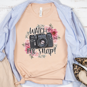  Watch me snap shirt, photogapher shirt, photography t-shirt, shirt for a photographer floral Camera image