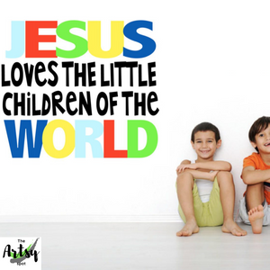 Jesus loves the little children of the world wall decal, Children's Ministry wall decor