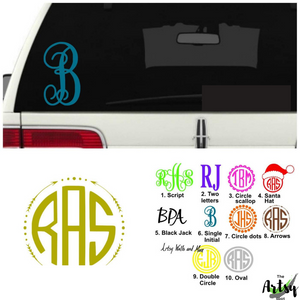Personalized monogram DECALs for cups, tumbler monograms, car window monograms