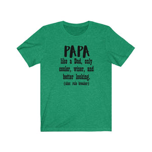 Funny Papa shirt, Papa, like a dad only cooler, wiser and better looking t-shirt, Grandpa shirt, New grandpa gift, New papa reveal gift