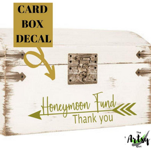 Honeymoon fund card box, honeymoon fund decal, wedding card box decal