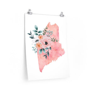 Home state of Maine poster, Maine watercolor poster, Maine wall art print