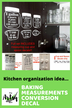 Baking Measurement equivalents Decals - The Artsy Spot