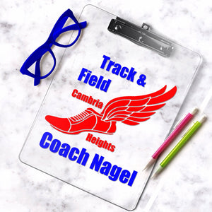 Personalized Track and Field coach clipboard, Track coach gift