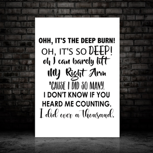 Anchorman quote Oh it's the Deep Burn! print, Ron Burgundy poster, Exercise print 