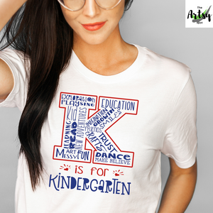 K is for Kindergarten shirt, Kindergarten teacher shirt, shirt for Kindergarten teacher, back to school shirt, Unisex Short Sleeve Tee
