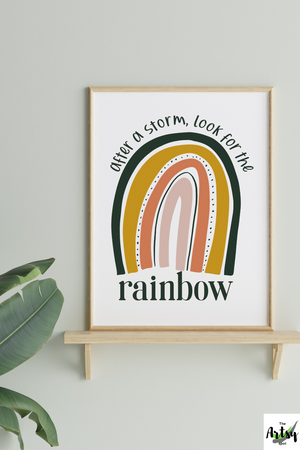 after a storm look for the rainbow poster, rainbow decor for classroom, home office, child's bedroom