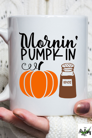 Mornin' Pumpkin mug, cute fall coffee mug, cute fall coffee cup, fall gift for a friend