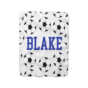 Soccer blanket with name, Personalized sports Sherpa Blanket for soccer games, Soccer gift, Soccer blanket for boys room