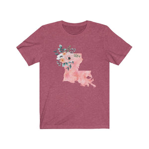 heather raspberry Louisiana home state shirt, Watercolor Louisiana shirt, feminine Louisiana T-shirt