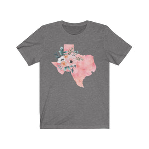 Deep heather Watercolor Texas shirt, feminine Texas T-shirt, Texas home state shirt